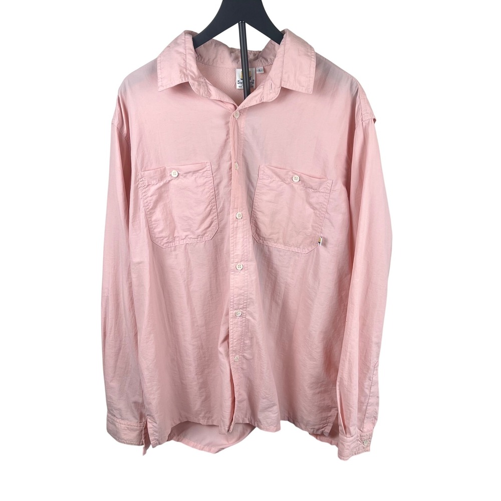 Solumbra Mens UV Protection Long Sleeve Button Down Shirt Pink Size L 1070 USA